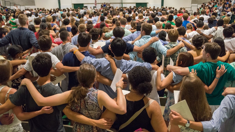 Students arm-in-arm