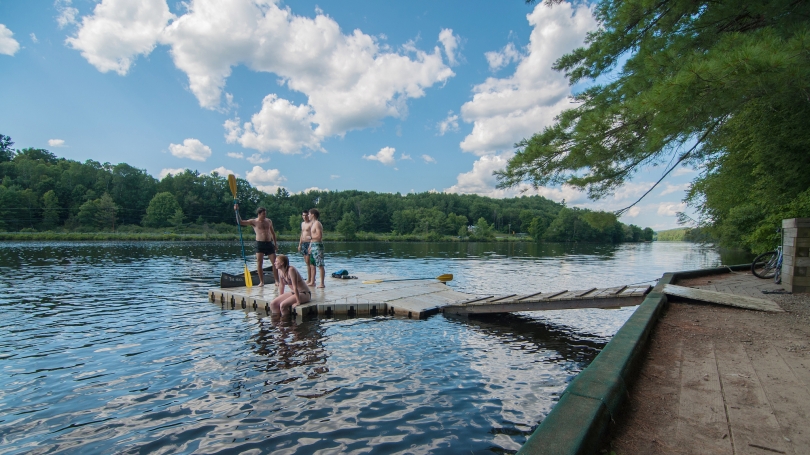 Students enjoy canoeing on the Connecticut River 