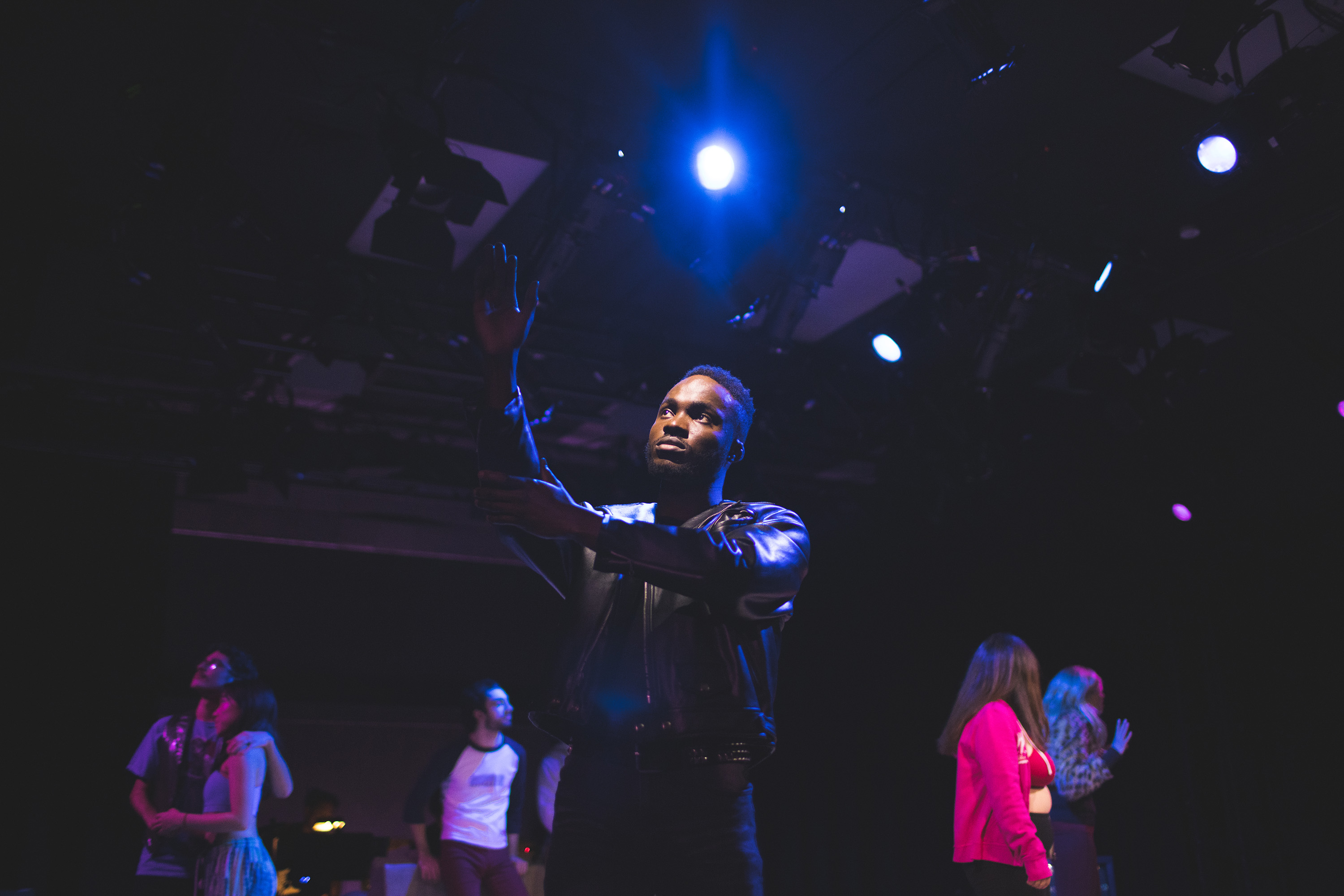 Student acting onstage