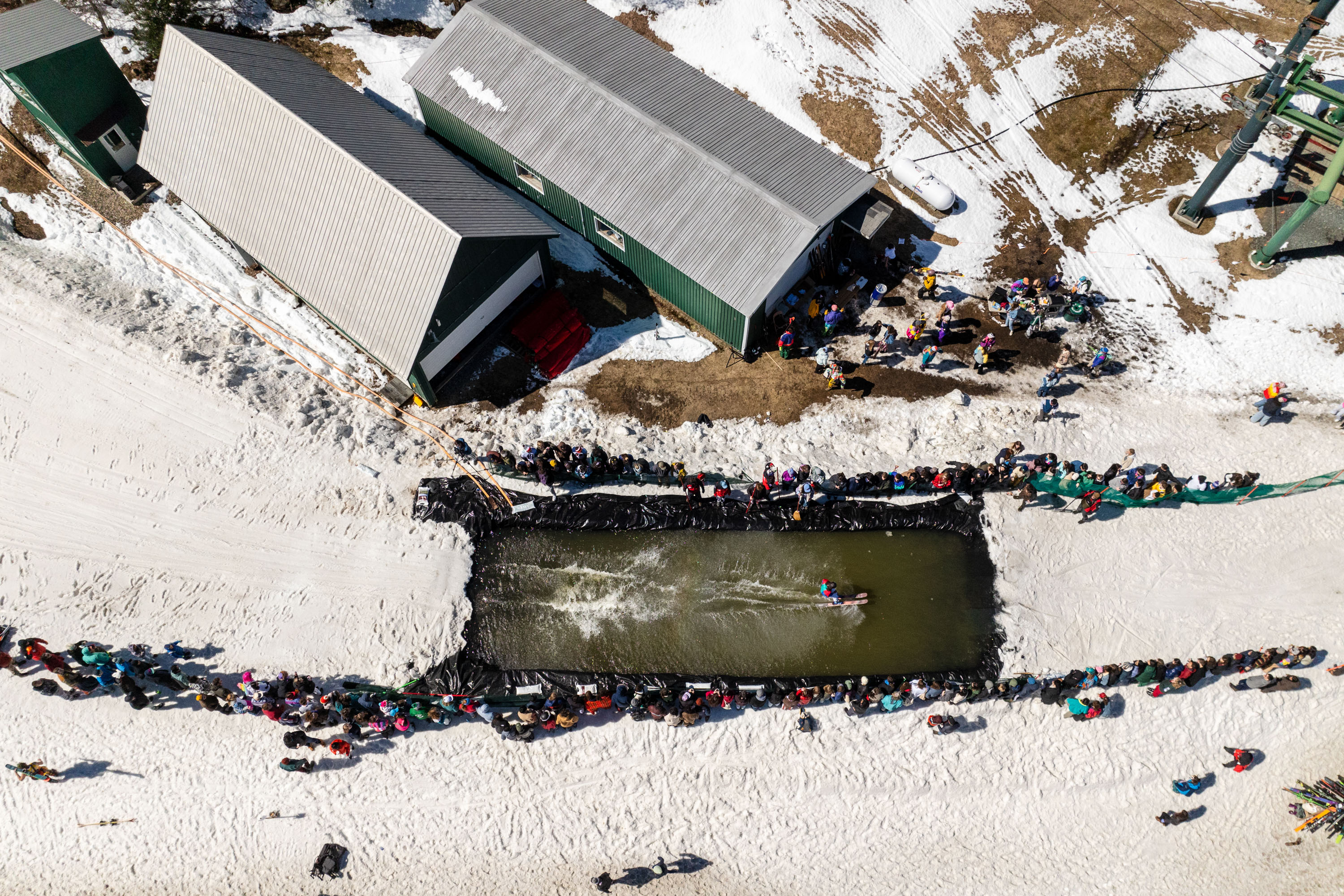 Aerial of Dartmouth Skiway pond skim