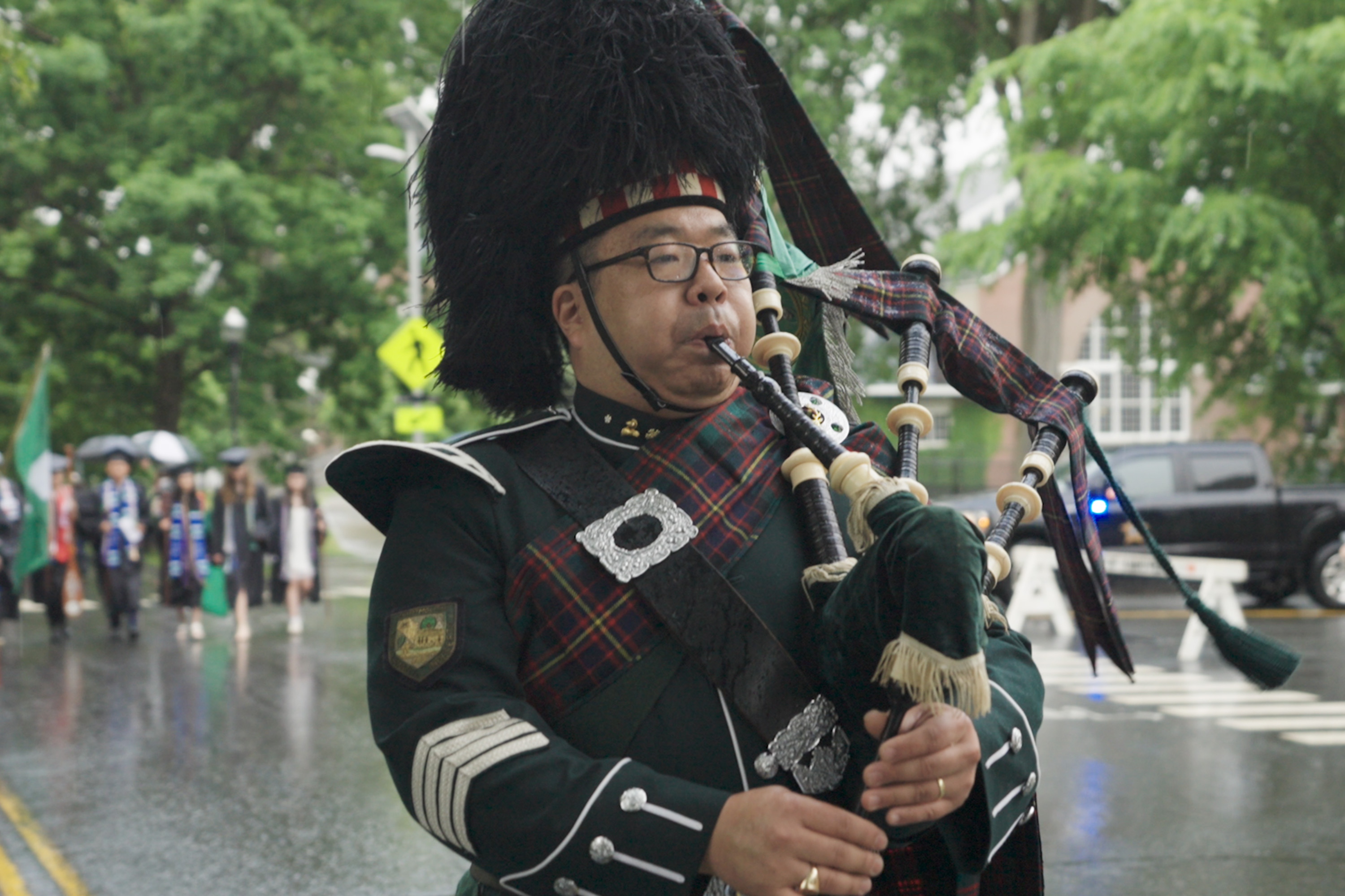 Person playing bagpipes
