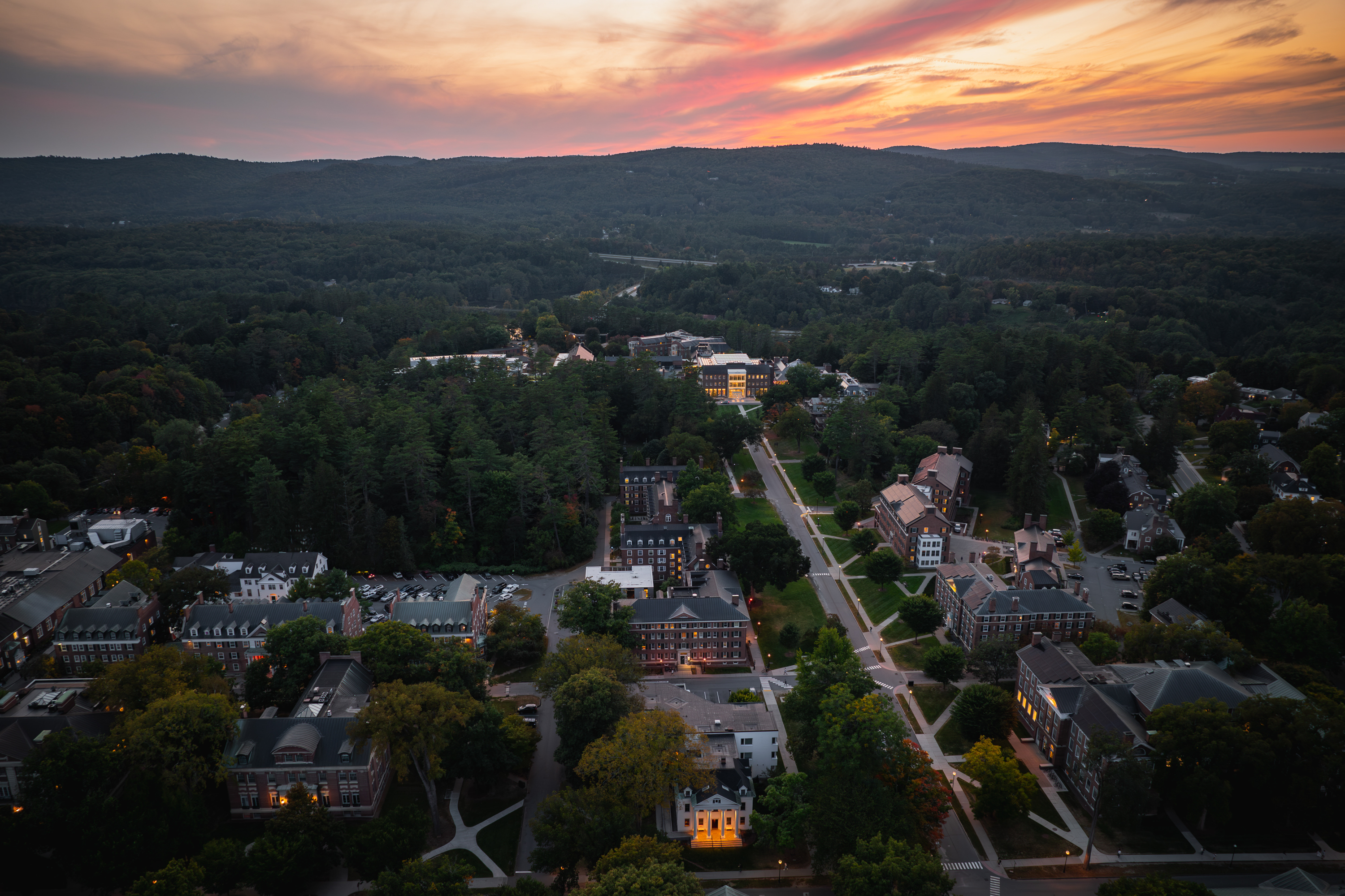 Sunset over campus