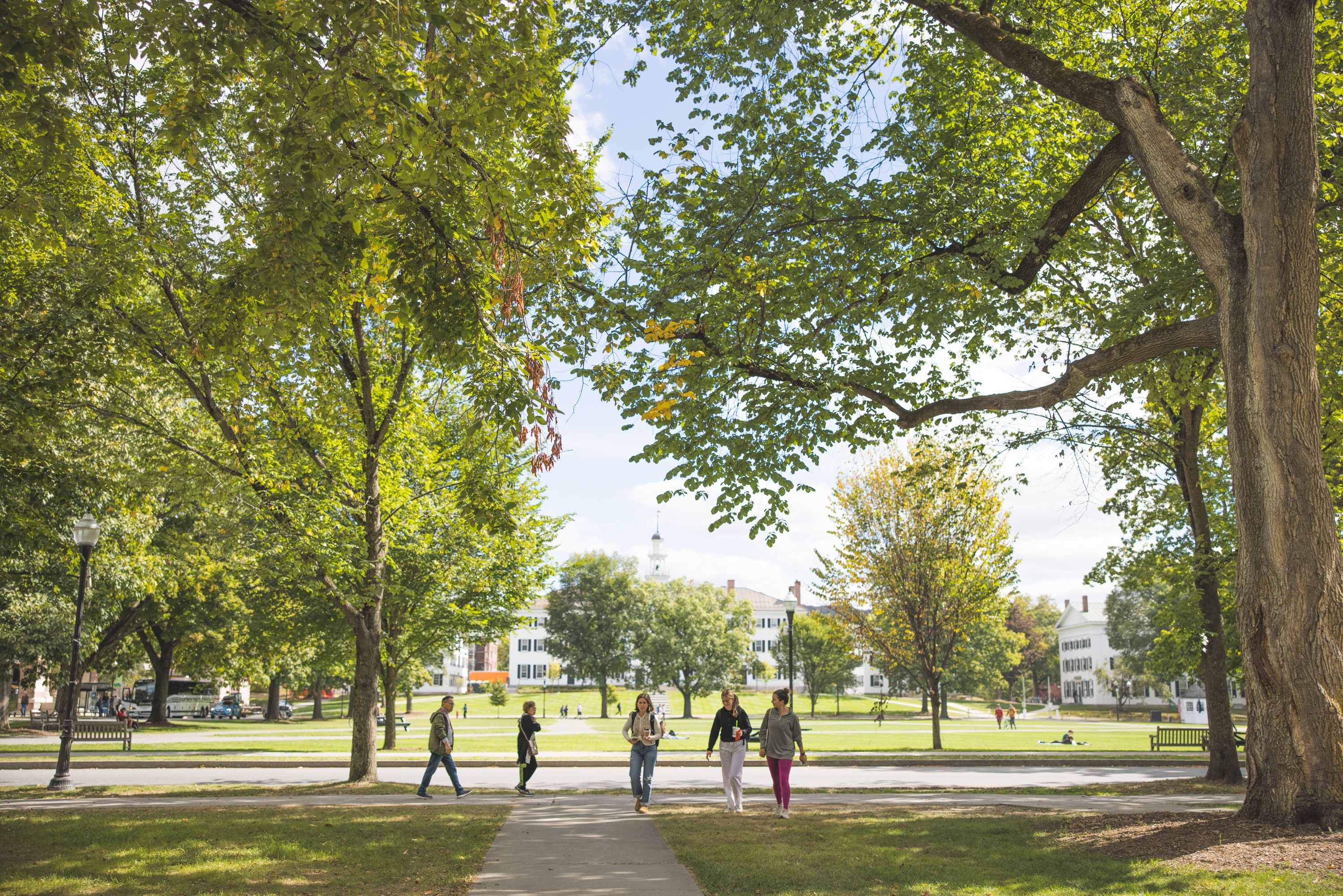 Students walking on the Green