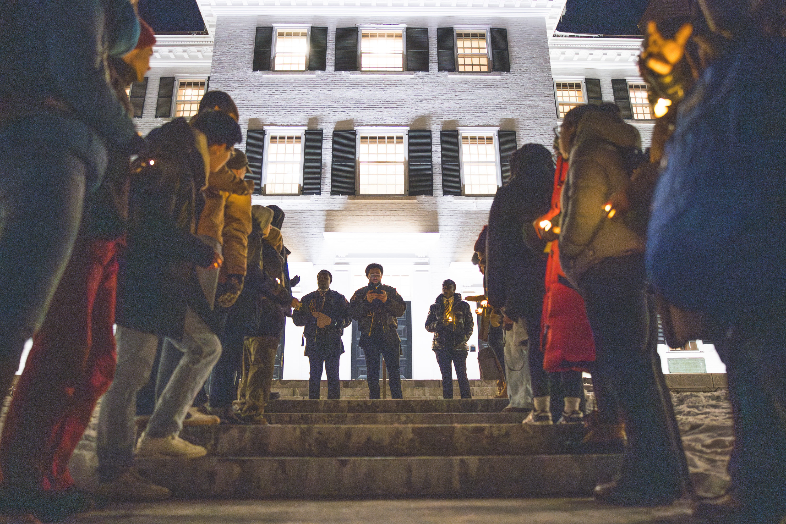 Micah Green quoting MLK in front of Dartmouth Hall