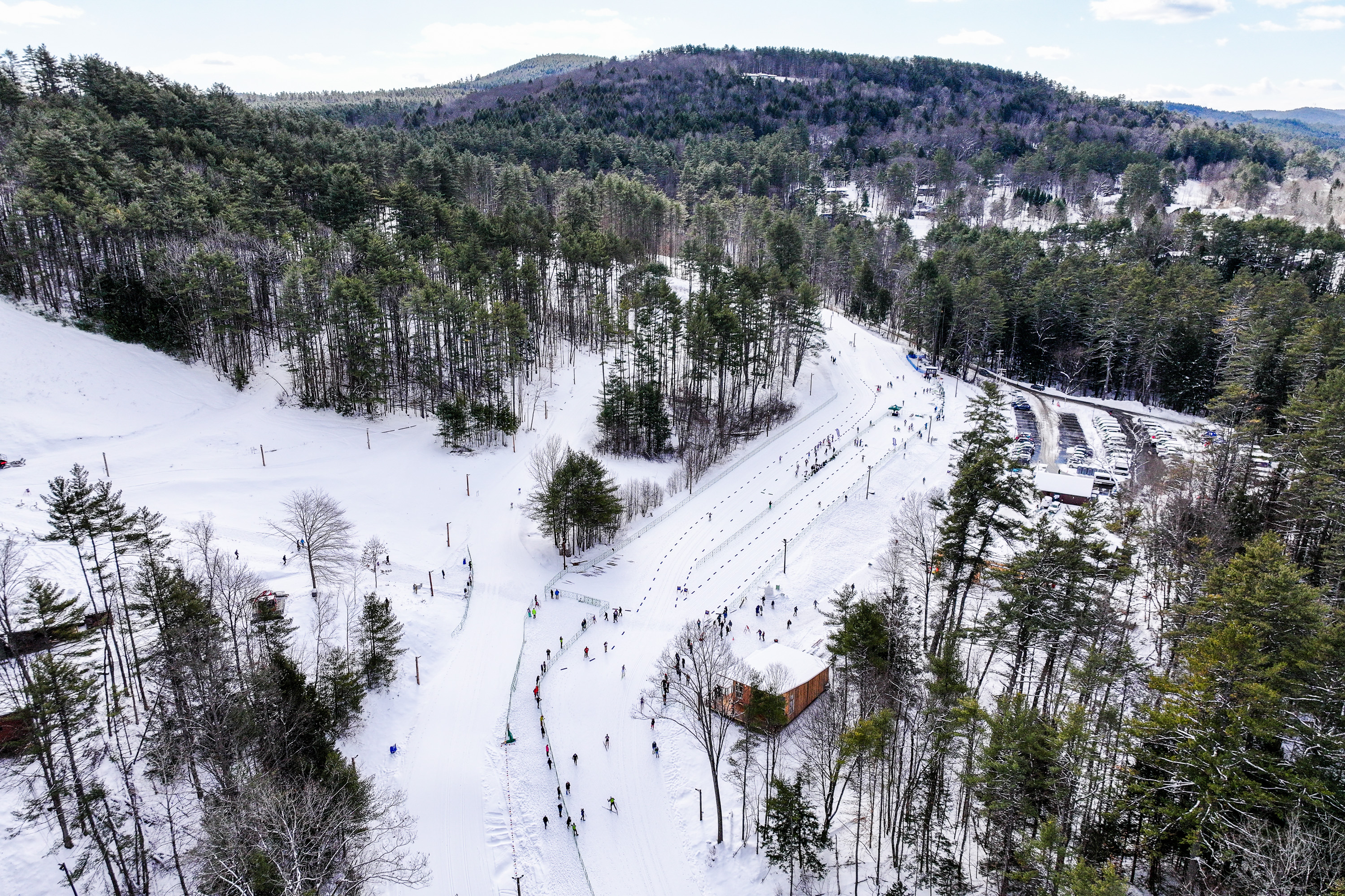 Aerial of a 7.5k race at Oak Hill