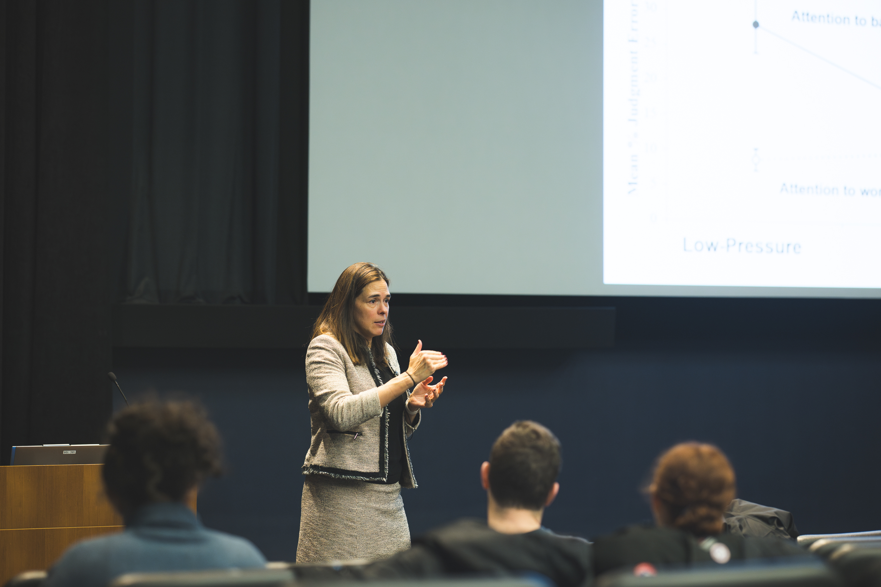 President Sian Leah Beilock speaking to a class