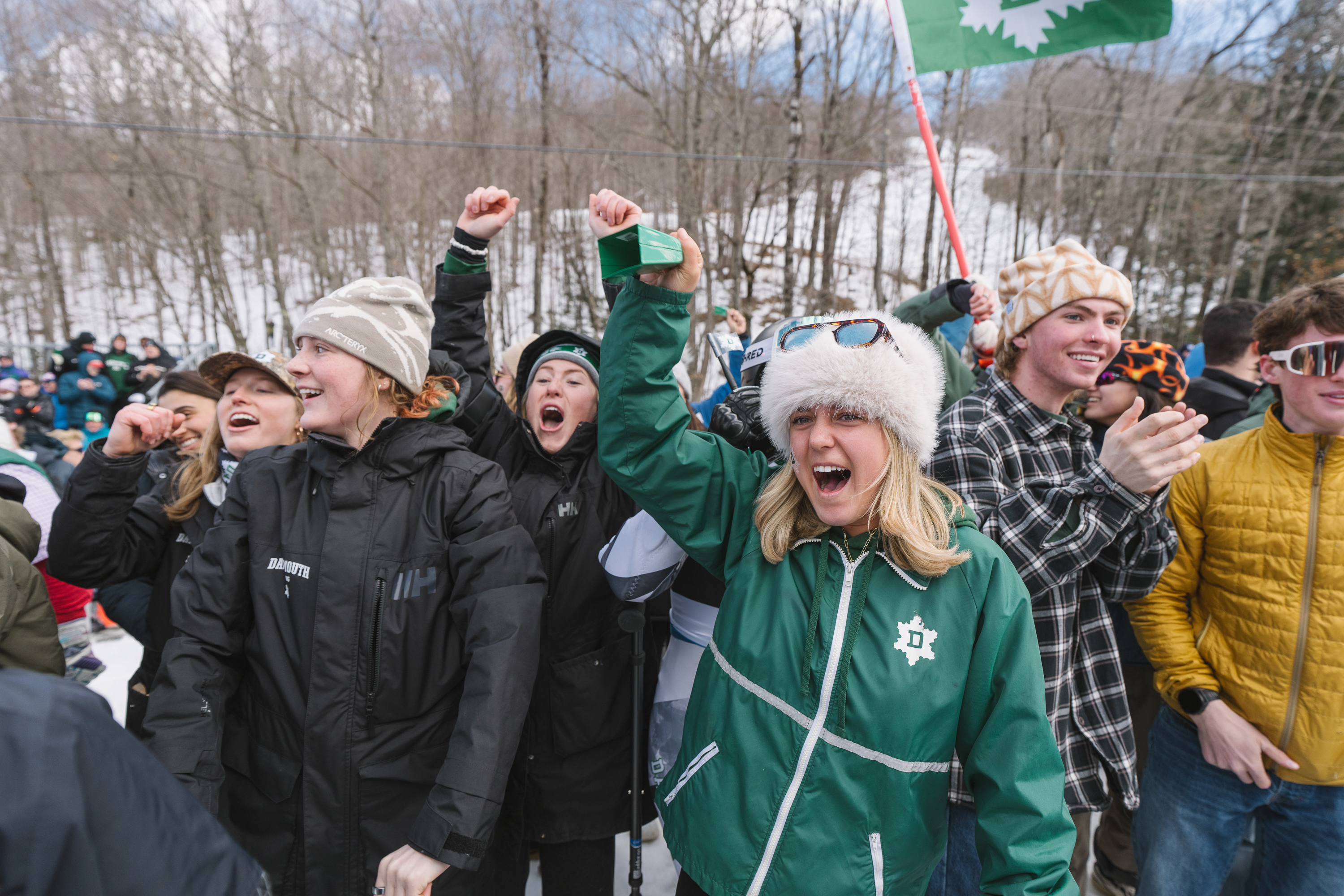 Crowds cheer at slalom race on Friday at the Dartmouth Skiway