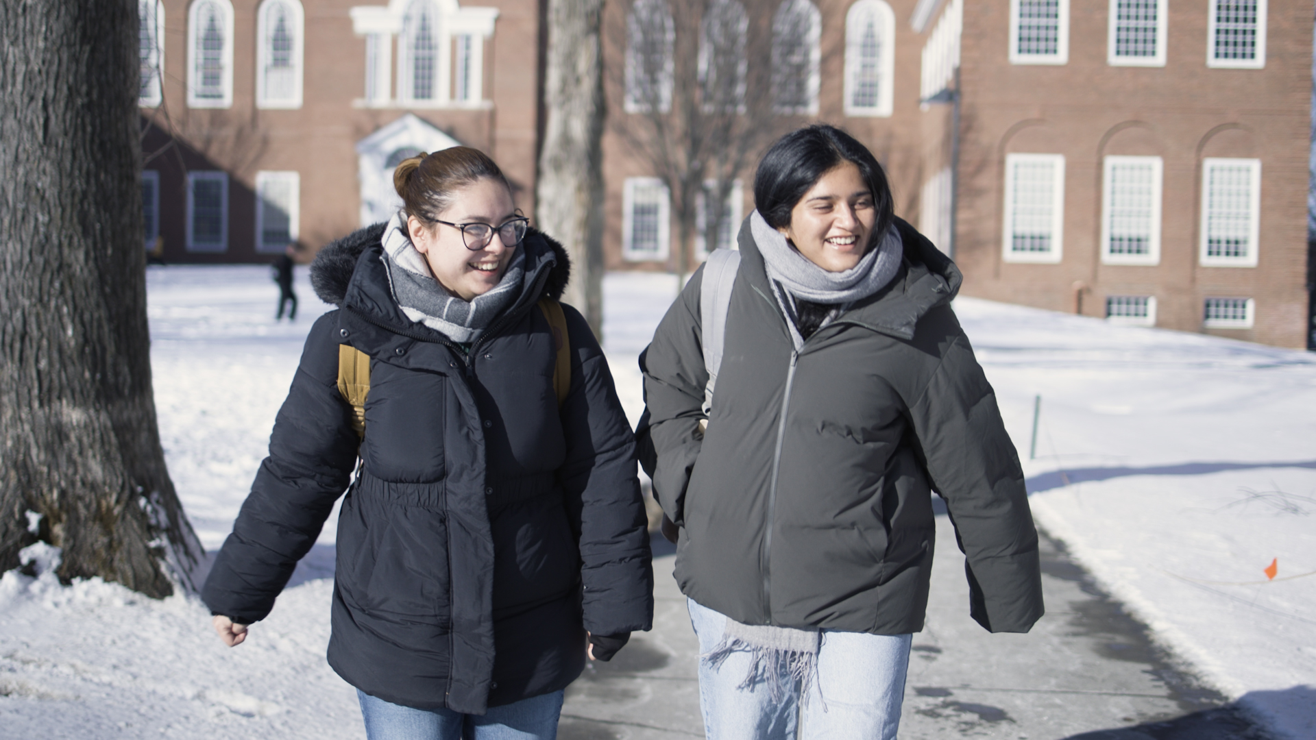 Students walking together in winter coats