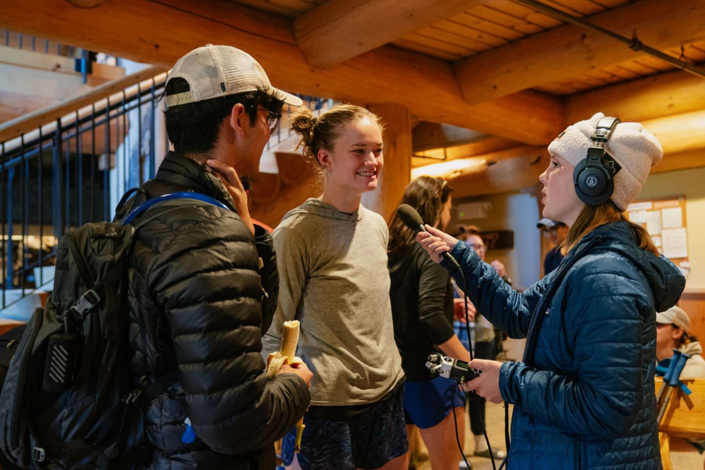 Eliza Dunn interviewing students