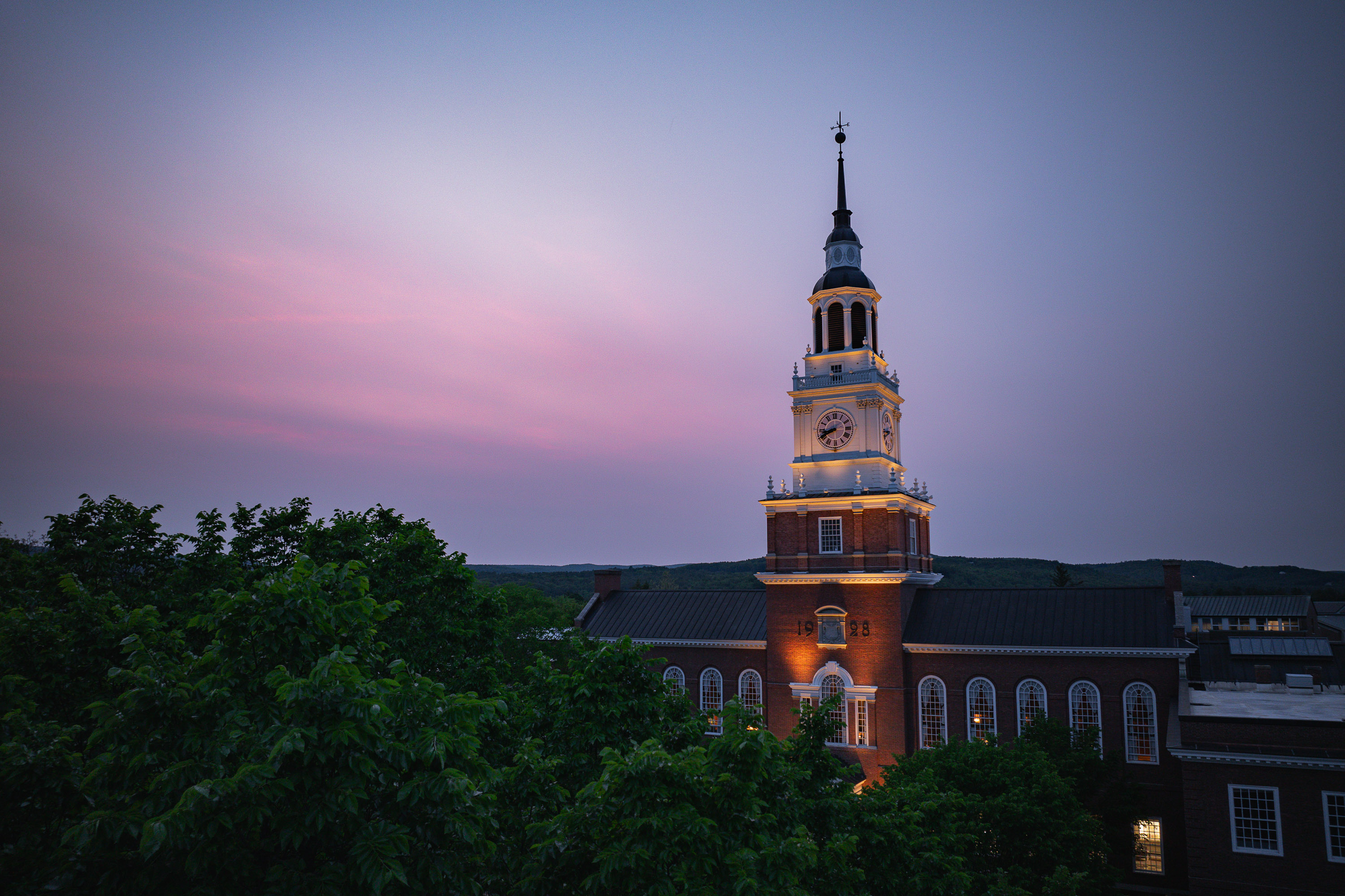 Baker Tower at night