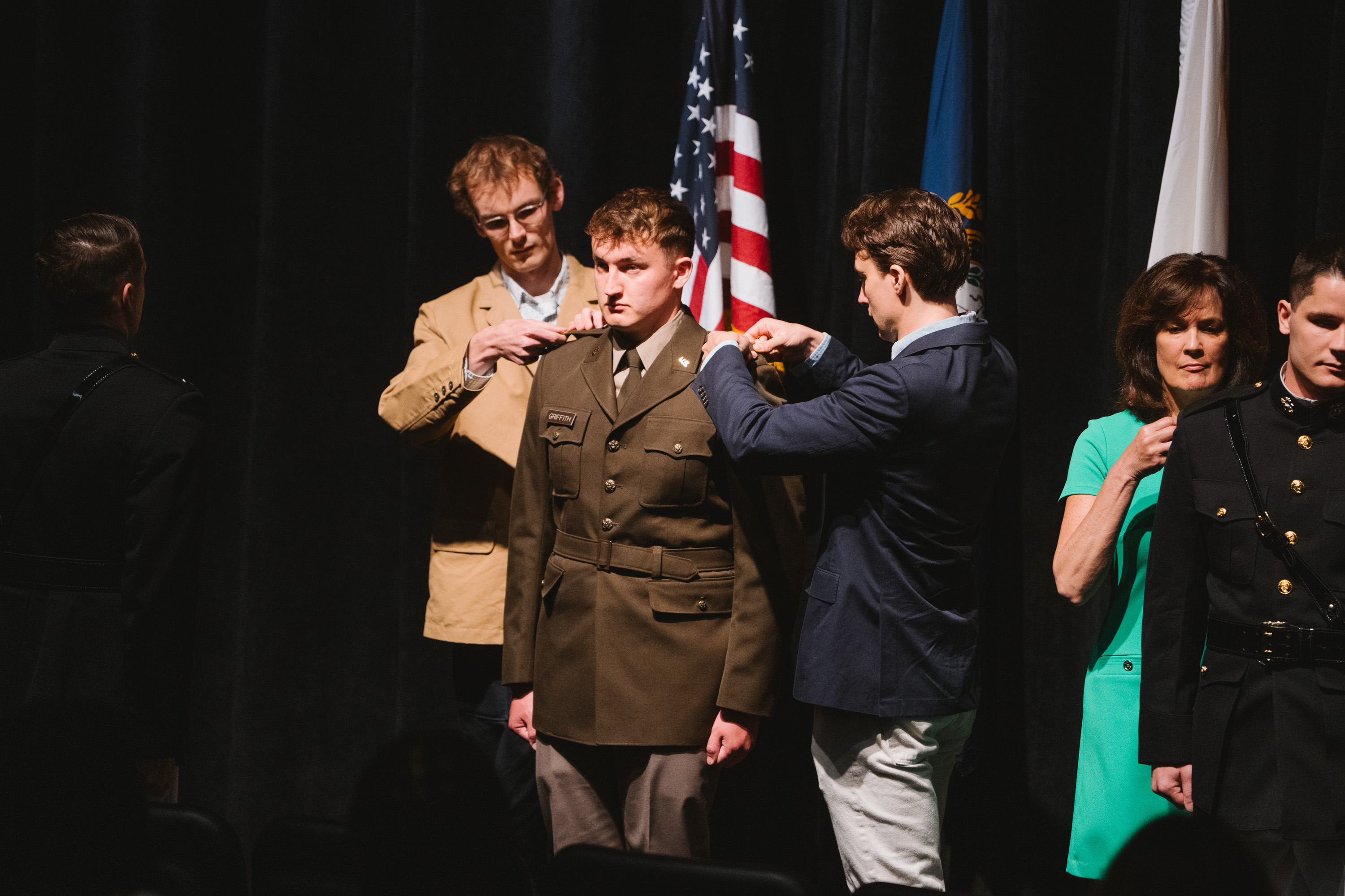 Dylan Griffith receiveing his lieutenant bars