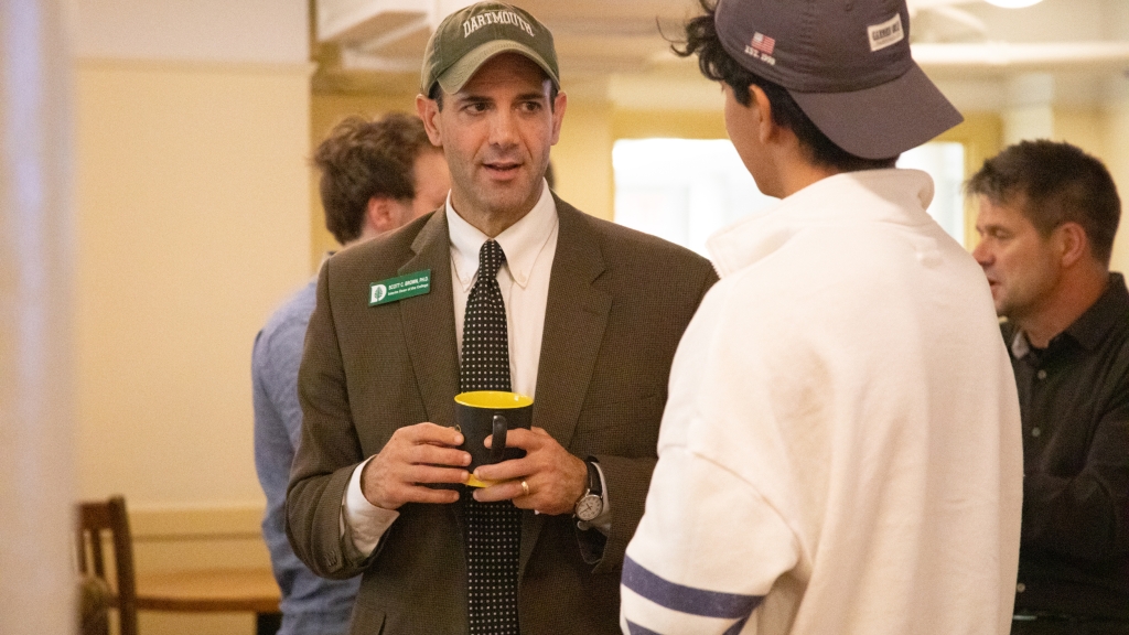 Interim Dean of the College Scott C. Brown talks with students last month.