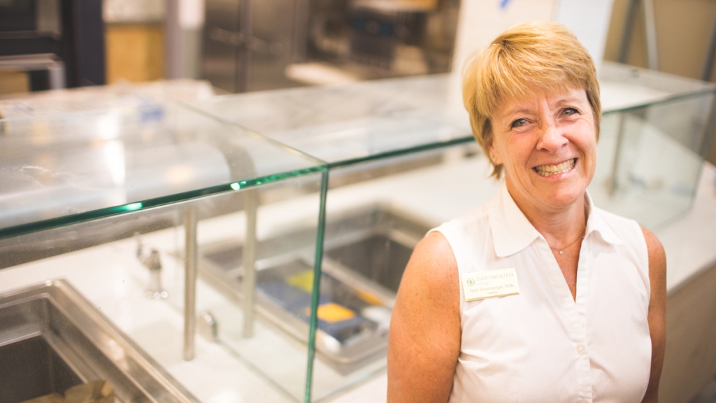 Nutritionist Beth Rosenberger in dining hall