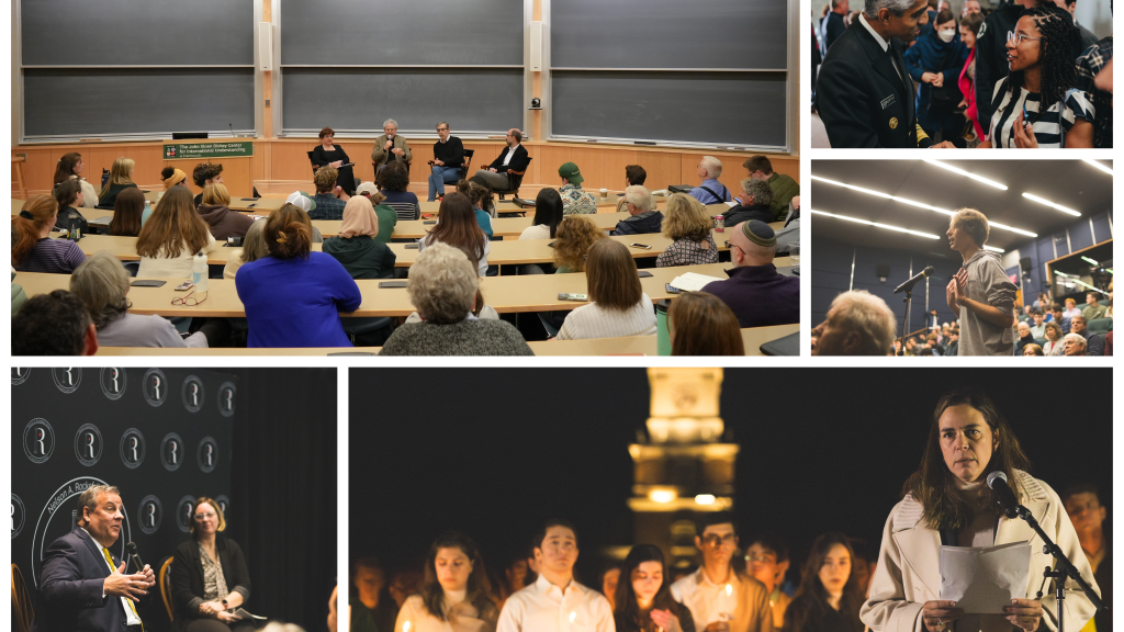Photo grid of students and faculty