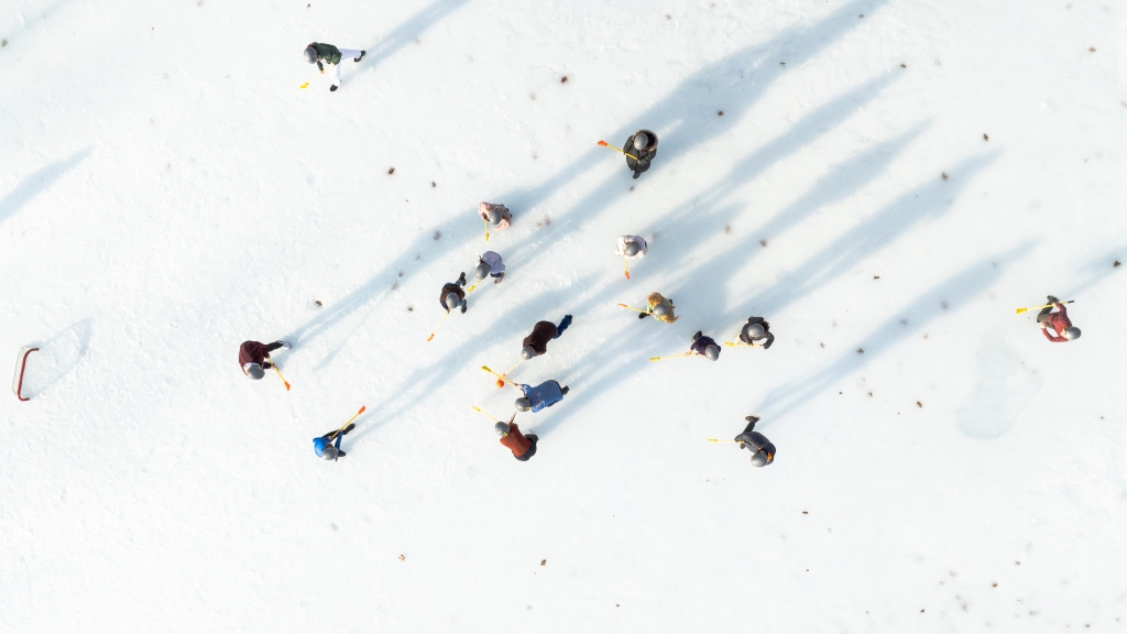 Aerial view of Broomball competition