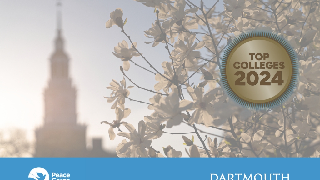 Baker in spring and Peace Corps logo