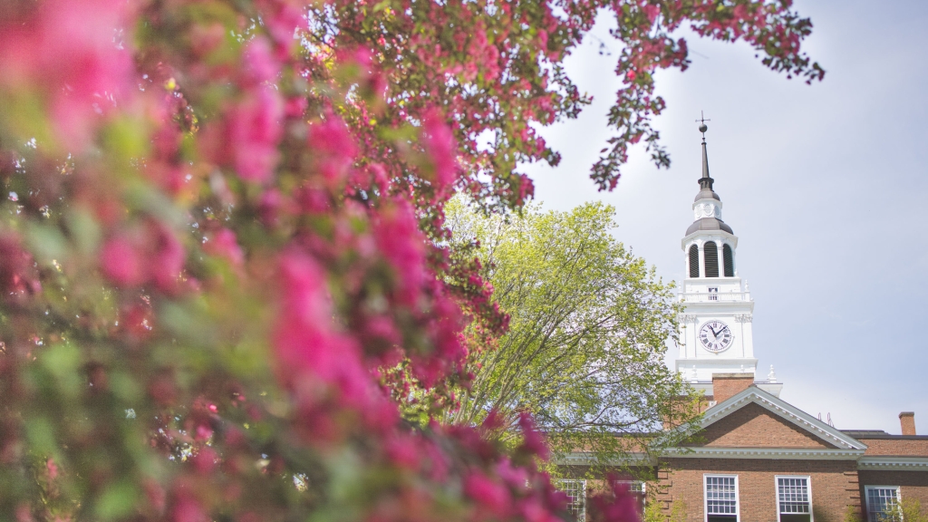 Baker tower with spring flowers