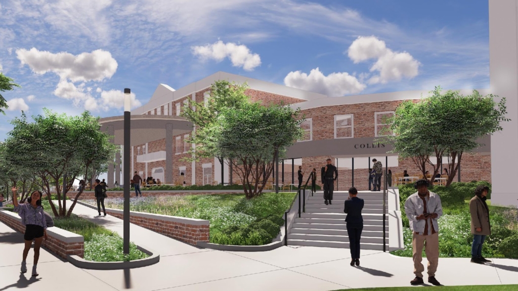A rendering showing the new ramp and landscaping project
