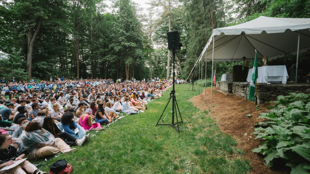 Students listening to a speaker