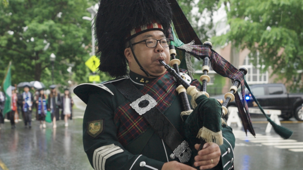 Person playing bagpipes