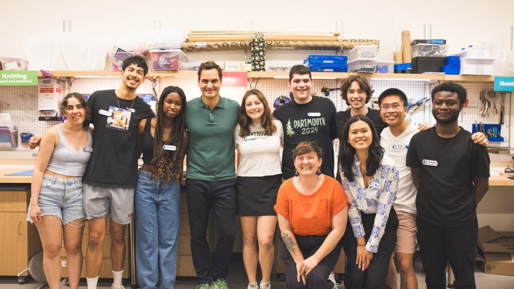 Roger Federer and students