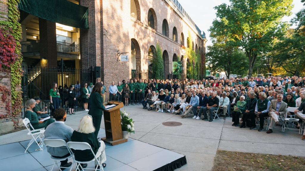 Crowd of dedication attendees