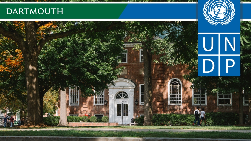 UNDP logo and Dartmouth on a photo of campus