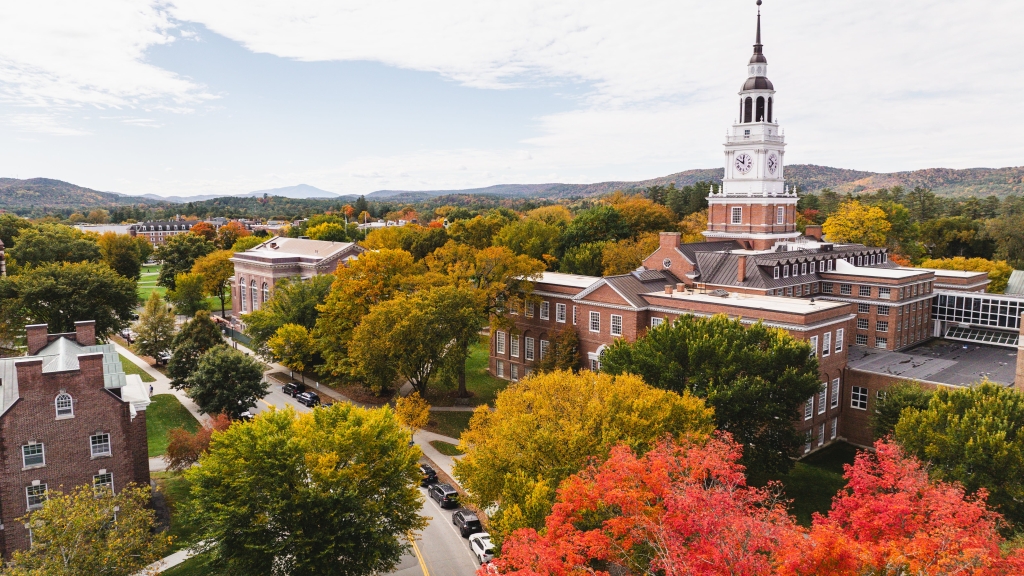 Baker Tower aerial in fall