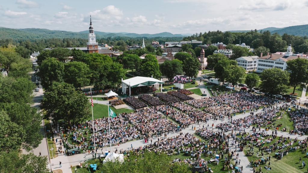 Aerial shot of Commencement 2025 on the Green.